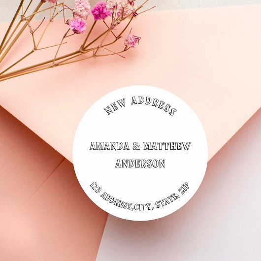 Wir haben eine neue Adresse Runder Aufkleber