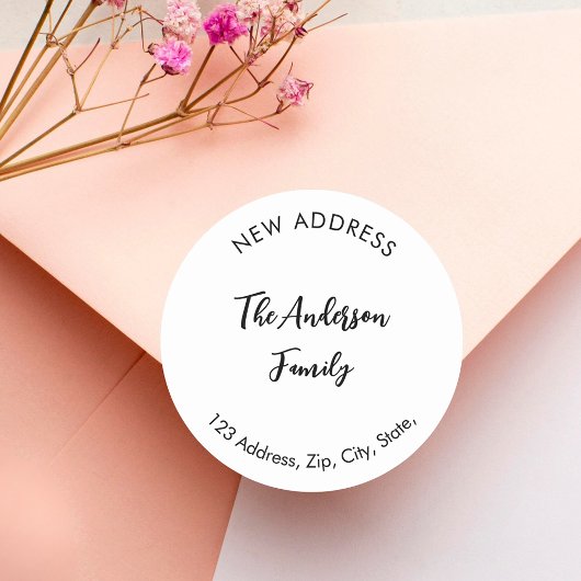 Wir haben eine neue Adresse Runder Aufkleber