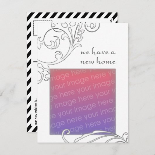 wir haben eine neue Zuhause : weiß geblüht Ankündigungspostkarte (Vorne/Hinten)