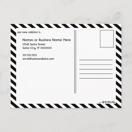 wir haben eine neue Zuhause : weiß geblüht Ankündigungspostkarte (Rückseite)