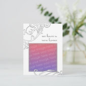 wir haben eine neue Zuhause : weiß geblüht Ankündigungspostkarte (Stehend Vorderseite)