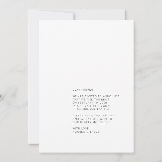 Wir haben eine stilvolle, moderne Minimalistische Ankündigung (Rückseite)