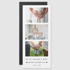 "Wir haben einen Jungen!" Fotos zur Kinderankündig Magnetkarte