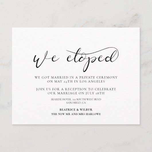 Wir haben Elegant calligraphY Ankündigung Postkarte (Vorderseite)