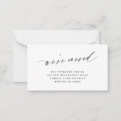 Wir haben elegante Schrift einfach Schwarz-weiß ve Mitteilungskarte (Vorderseite)