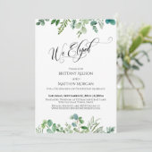 Wir haben Elegante Typografie Eukalyptus Greenerie Einladung (Stehend Vorderseite)