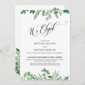 Wir haben Elegante Typografie Eukalyptus Greenerie Einladung (Vorne/Hinten)
