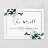 Wir haben Emerald Green Eucalyptus New Address Ann Ankündigungspostkarte (Vorderseite)