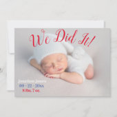 Wir haben es gemacht, Foto zeigt die neutrale Gebu Ankündigung (Vorderseite)