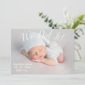 Wir haben es gemacht, Foto zeigt die neutrale Gebu Ankündigung (Stehend Vorderseite)