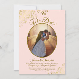 Wir haben es getan! Blush Pink & Gold Hochzeitsemp Einladung