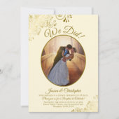 Wir haben es getan! Hochzeitsempfang für Elfenbein Einladung (Vorderseite)