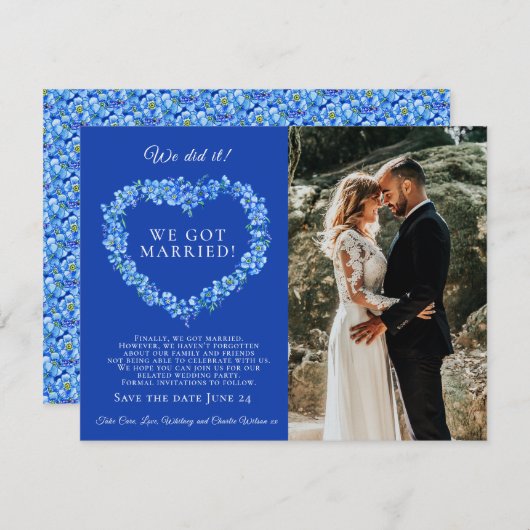 Wir haben es verheiratete blaue vergessene-me-nich (Vorne/Hinten)