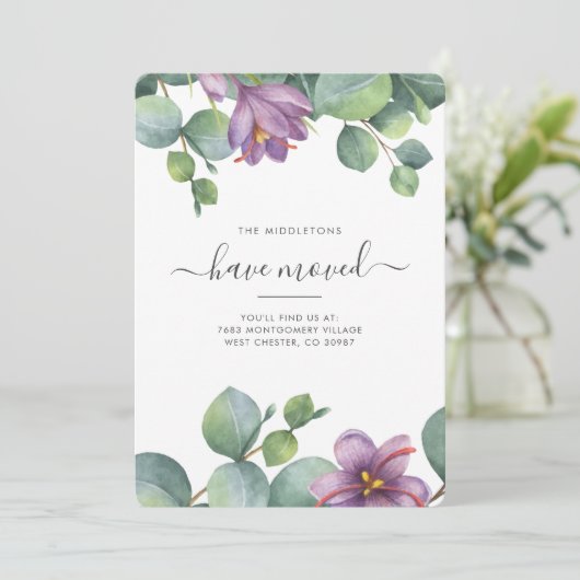 Wir haben Eukalyptus Greenery Botanical Moving Ankündigung (Stehend Vorderseite)