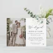 Wir haben Eukalyptus-Hochzeitsankündigung Einladung (Stehend Vorderseite)