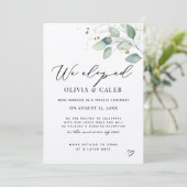 Wir haben Eukalyptus-Hochzeitsankündigung Einladung (Stehend Vorderseite)