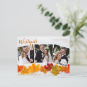 Wir haben Fall Leaf neu verheiratet Foto Collage W Postkarte (Stehend Vorderseite)