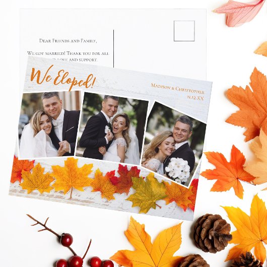 Wir haben Fall Leaf neu verheiratet Foto Collage W Postkarte