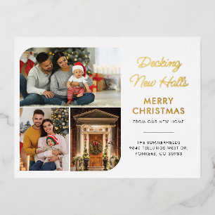 Wir haben Familienweihnachtsfotos bewegt Gold bewe Folien Feiertagspostkarte
