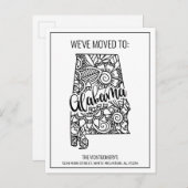 Wir haben Floral Mandala Alabama Staat Neue Zuhaus Ankündigungspostkarte (Vorne/Hinten)