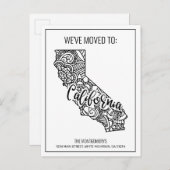 Wir haben Floral Mandala California Staat bewegt Ankündigungspostkarte (Vorne/Hinten)
