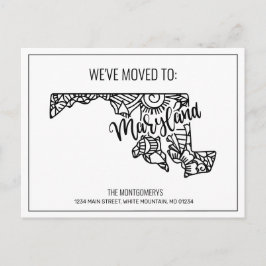 Wir haben Floral Mandala Maryland Staat bewegt Ankündigungspostkarte