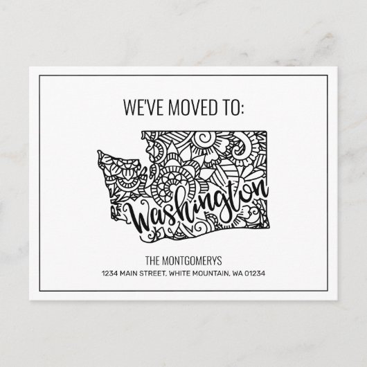 Wir haben Floral Mandala Washington Staat bewegt Ankündigungspostkarte (Vorderseite)