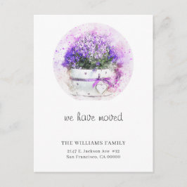 Wir haben Floral Watercolor neue Adresse übertrage Ankündigungspostkarte