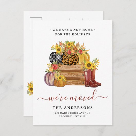 Wir haben Florenkürbis bewegt Sonnenblumen Ankündigungspostkarte (Vorne/Hinten)