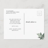 Wir haben Foliage-Buchstaben verschoben Neue Zuhau Postkarte (Rückseite)