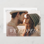 Wir haben geflohen! Modernes Foto Ankündigungspostkarte (Vorne/Hinten)