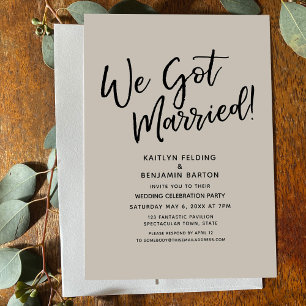 Wir haben geheiratet! Casual Script Cream Receptio Einladung