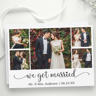 Wir haben geheiratet Heart-Kalligrafie 5 Foto-Hoch Ankündigung