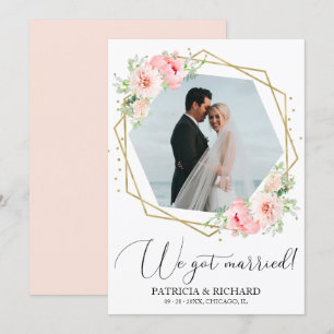 Wir haben geheiratet - Rosafarbene Blumen-Elopemen Einladung