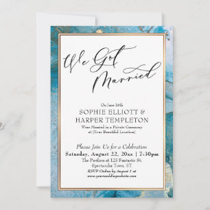 Wir haben geheiratet Türkis & Gold Tinten Hochzeit Einladung