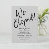 Wir haben gepflückt! Lässige Grau Post Wedding Cel Einladung (Stehend Vorderseite)