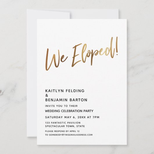 Wir haben gepflückt! Minimale Goldkalligraphie-Fei Einladung (Vorderseite)