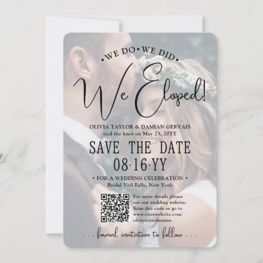 Wir haben gepflückt! QR-Code Hochzeitsempfang Save The Date (Vorderseite)