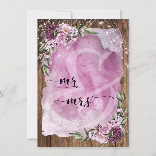 Wir haben gepflückt! Rustikale Aquarellblüte und L Einladung (Rückseite)