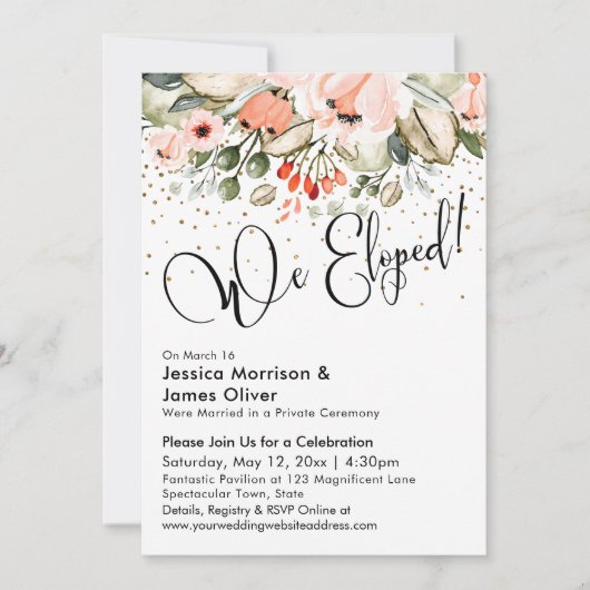 Wir haben gepflückt! Typografie, Blush Florals Gol Einladung (Vorderseite)