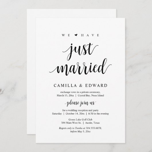 Wir haben gerade das Party der Hochzeitsfeier verh Einladung (Vorne/Hinten)