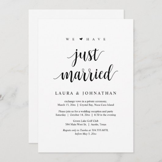 Wir haben gerade das Party der Hochzeitsfeier verh Einladung (Vorne/Hinten)