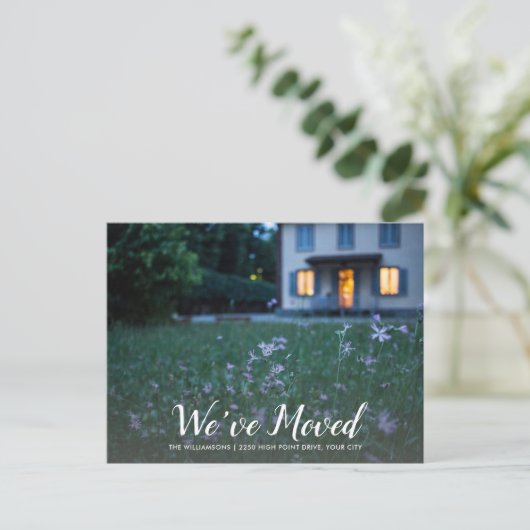 Wir haben gerade Ihr Foto um eine neue Adresse erw Postkarte (Stehend Vorderseite)