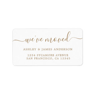 Wir haben Gold Script-neue Adresse verschoben Adressaufkleber