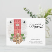 Wir haben Golden Doodle Red Door Moving Ankündigung (Stehend Vorderseite)