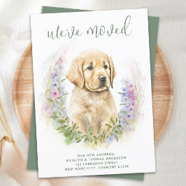 Wir haben Golden Retriever Puppy Moving Ankündigung