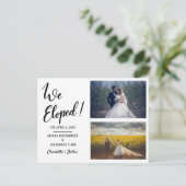 Wir haben handgeschriebenes Lässiges Zwei-Hochzeit Ankündigungspostkarte (Stehend Vorderseite)