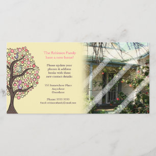 Wir haben Haus-Zuhausemitteilung Foto-Karte bewegt Ankündigung