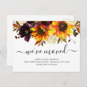 Wir haben Herbst-Boho-Sonnenblumenblüten bewegt Ankündigungspostkarte (Vorne/Hinten)