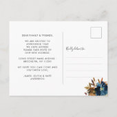 Wir haben Herbst Navy Blue Brown Floral Moving Ankündigungspostkarte (Rückseite)